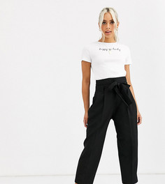 Суженные книзу укороченные брюки с завязкой на талии ASOS DESIGN Petite - Черный