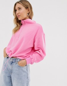 Розовый флисовый топ с молнией Monki - Розовый