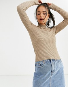 Бежевый джемпер в рубчик Bershka - Коричневый