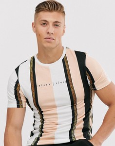 Футболка в полоску белого и золотистого цвета River Island - Белый