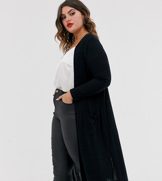 Черный удлиненный кардиган в рубчик New Look Curve - Черный