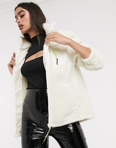 Флисовая куртка кремового цвета с накладным карманом ASOS DESIGN - Кремовый