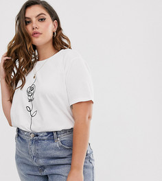 Футболка из органического хлопка с принтом ASOS DESIGN Curve - Белый