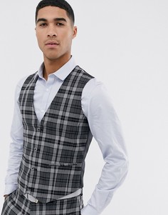 Серый супероблегающий жилет в клетку ASOS DESIGN - Серый