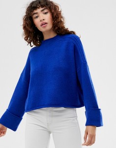 Oversize-джемпер из переработанного материала с отворотами на рукавах ASOS DESIGN - Синий