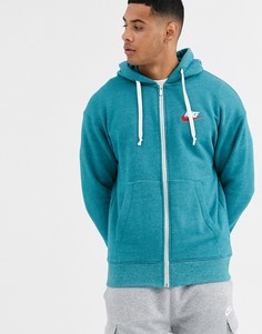Сине-зеленое худи на молнии с логотипом Nike Heritage Essentials - Зеленый