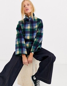 Топ в клетку с высоким воротником и молнией ASOS WHITE - Синий