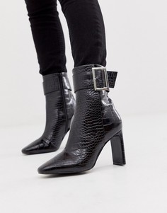 Черные высокие ботильоны с пряжками ASOS DESIGN Entourage - Черный