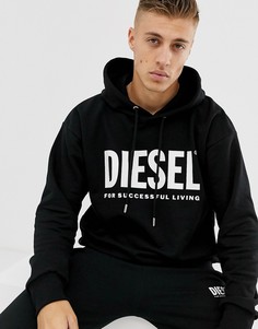 Худи черного цвета с большим логотипом Diesel S-Division - Черный