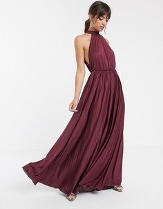 Плиссированное платье макси с халтером ASOS DESIGN - Фиолетовый