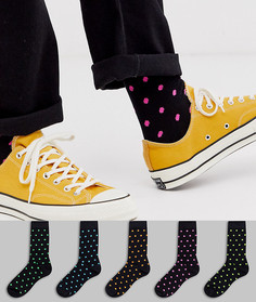 Набор из 5 пар носков в неоновый горошек ASOS DESIGN - Черный