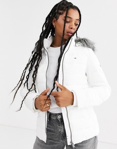 Дутая куртка с искусственным мехом на капюшоне Tommy Jeans - Белый