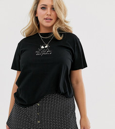 Футболка из органического хлопка с принтом в виде пришельца ASOS DESIGN Curve - Черный