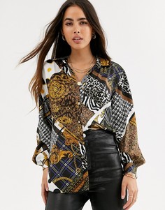 Рубашка в стиле милитари с платочным принтом River Island - Черный