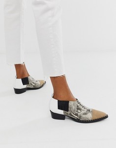 Туфли в ковбойском стиле с замшевыми вставками и принтом под змеиную кожу Gestuz Payton - Бежевый