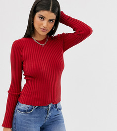 Джемпер в мелкий рубчик с круглым вырезом ASOS DESIGN Tall - Красный