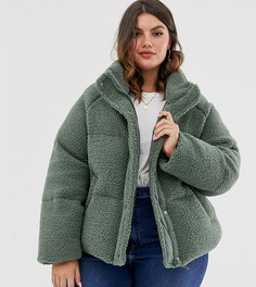 Флисовая дутая куртка шалфейного цвета ASOS DESIGN Curve - Зеленый