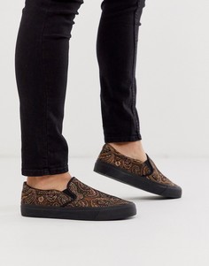 Жаккардовые кеды-слипоны металлик ASOS DESIGN - Черный