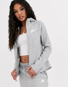 Худи серого цвета на молнии Nike Tech Fleece