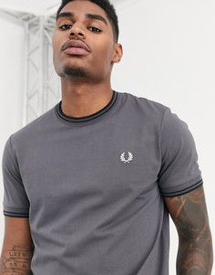 Серая футболка с контрастной отделкой Fred Perry - Серый