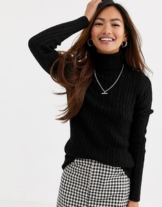 Джемпер с высоким воротником и узором в косичку Superdry Croyde - Черный