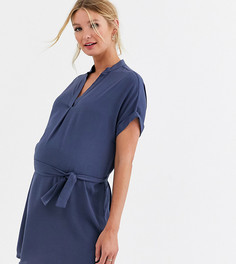 Синее платье-туника с поясом New Look Maternity - Синий