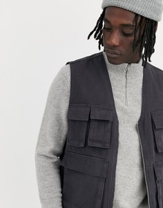 Темно-серый жилет в стиле милитари ASOS DESIGN - Серый