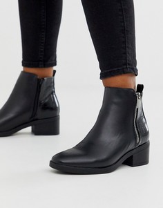 Черные ботинки на каблуке с молнией New Look - Черный