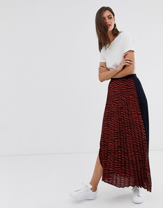 Плиссированная юбка миди с тигровым принтом Liquorish - Оранжевый