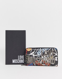 Кошелек из искусственной кожи с принтом граффити и молнией Love Moschino - Мульти