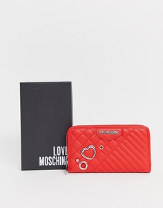 Большой кошелек из искусственной кожи на молнии с заклепками Love Moschino - Красный