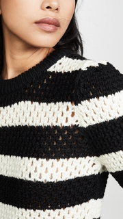 FRAME Striped Open Knit Crew
