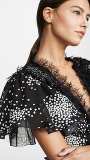 Giambattista Valli V Neck Frill Shoulder Dress