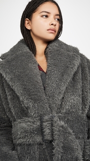 Helmut Lang Shaggy Fur Belted Coat