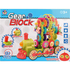 Конструктор Наша Игрушка Gear Block Поезд с радиоуправлением, 91 деталь