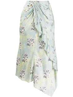Self-Portrait floral print draped skirt
