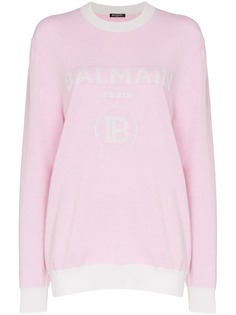 Balmain джемпер с логотипом вязки интарсия
