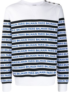 Balmain полосатая толстовка с логотипом
