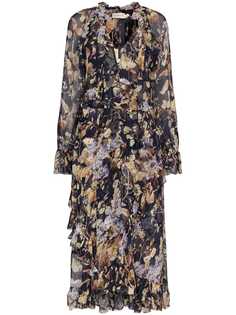 Zimmermann платье миди Midnight Wisteria с цветочным принтом