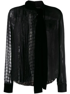 Sacai полупрозрачная блузка с плиссировкой