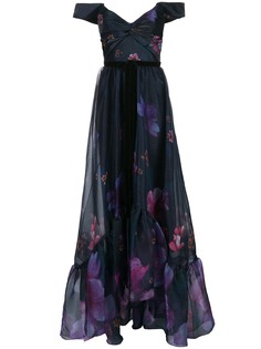 Marchesa Notte платье из органзы с цветочным принтом