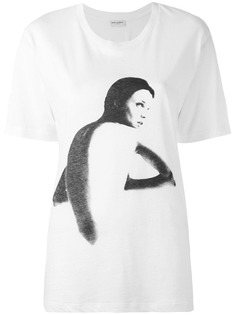 Saint Laurent футболка с принтом женщины