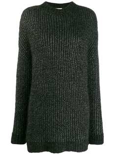 Saint Laurent джемпер свободного кроя с эффектом металлик