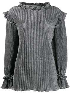 Alberta Ferretti трикотажный свитер с эффектом металлик и оборками