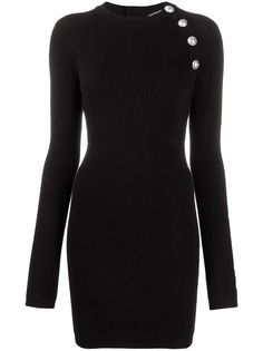 Balmain трикотажное платье мини в рубчик