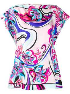 Emilio Pucci блузка с абстрактным принтом и оборкой