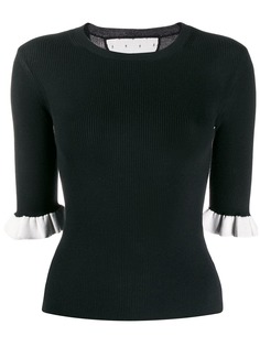 Red Valentino топ в рубчик с оборками на рукавах