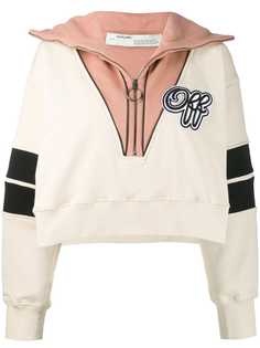 Off-White укороченная толстовка с воротником на молнии