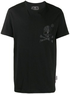 Philipp Plein футболка с декором Skull и стразами