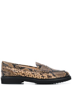 Tods лоферы с тиснением под кожу змеи Tod`S